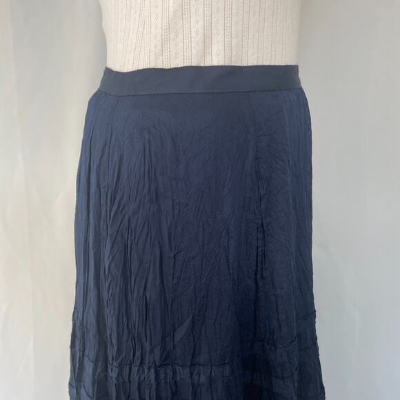 Lauren Ralph Lauren Tiered Midi Skirt Size 4 Navy Blue Flowy Boho Peasant Fairy - Picture 6 of 15